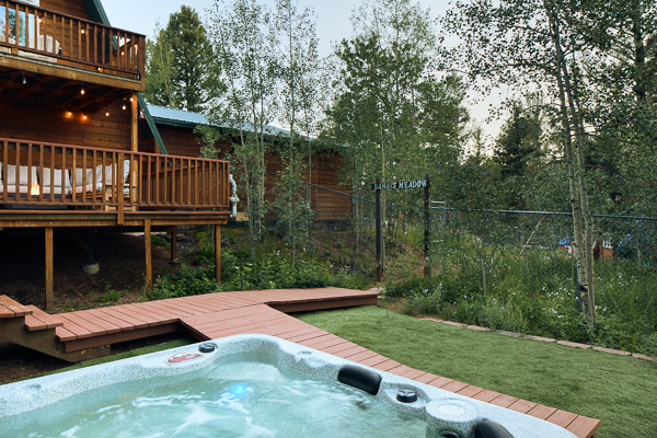Trees around Cabin and Hot Tub