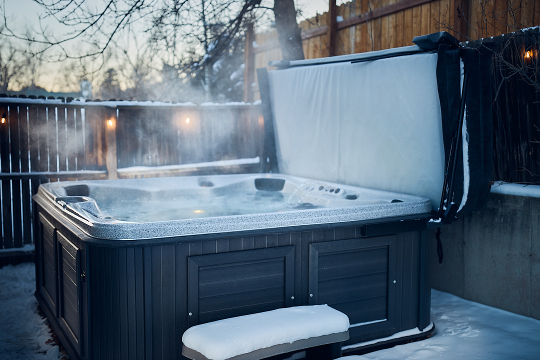 Winter Hot Tub With Lights